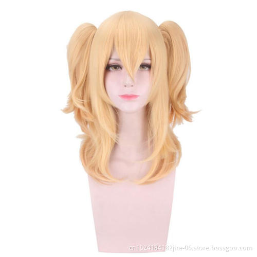 cosplay wig with two ponytail, custom detach ponytail